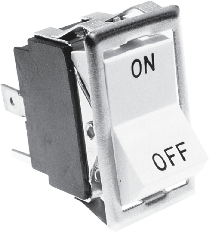 ON/OFF ROCKER SWITCHWHITE DPST 1/4 TERM - 